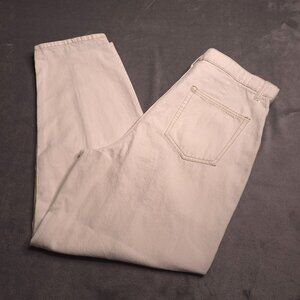 ana Womens Highest Rise Barrel Jeans 14 Off White Tapered Relaxed 100% Cotton